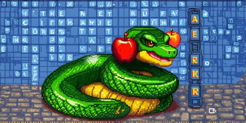 Pioneering video game in which you slither around and eat apples nyt crossword